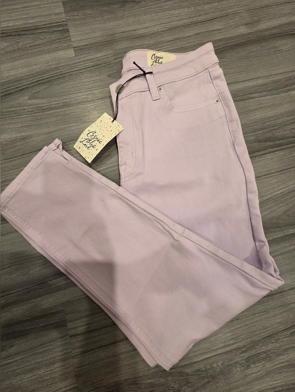 Cosmic Blue Love Women Straight Leg Jeans Purple Haze Stretch Size 29 $108